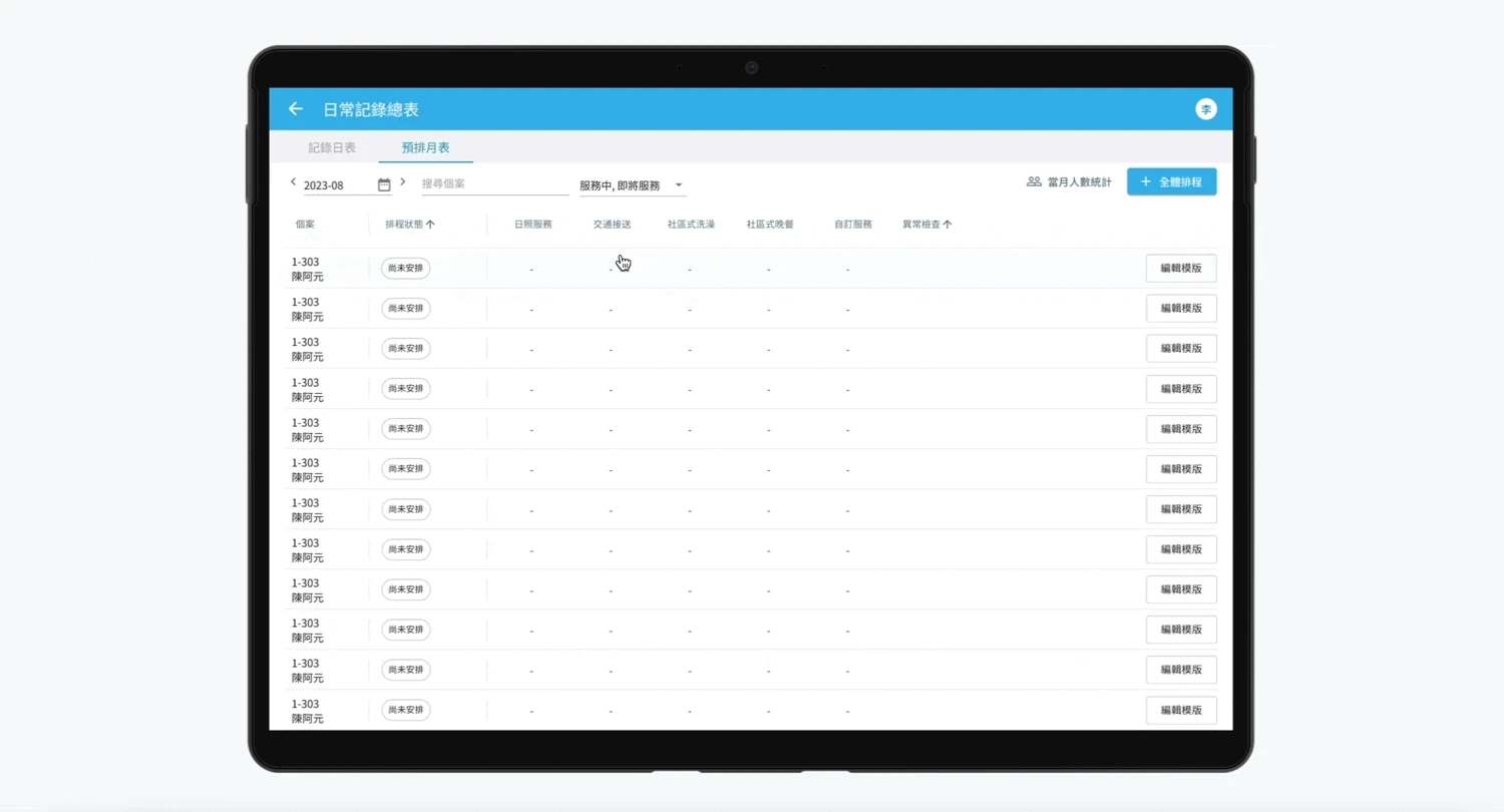 Overall scheduling and monthly case report demo